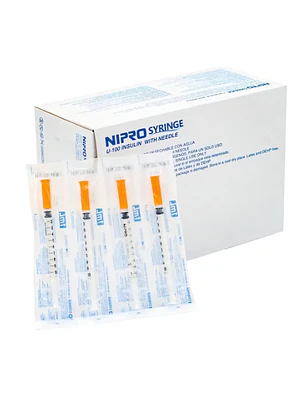 Jeringa Insulina 1 ml 100 UI 30 G x 1/2 Nipro 100 Unidades.