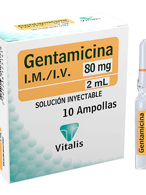 Gentamicina 80 mg Solución inyectable 10 Ampollas 2 ml. Vitalis