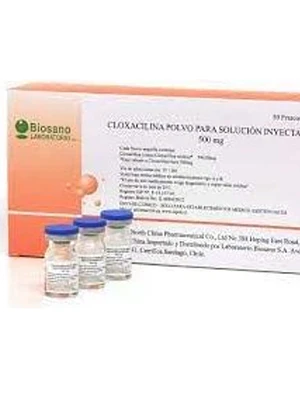 Cloxacilina 500 mg Polvo para solución inyectable 50 ampollas. Biosano 