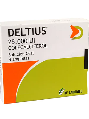 Deltius 25.000UI  Colecalciferol Solución oral 4 Ampollas.