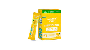Amazing Care Electrolitros hidratantes 12 sticks sabor limonada.