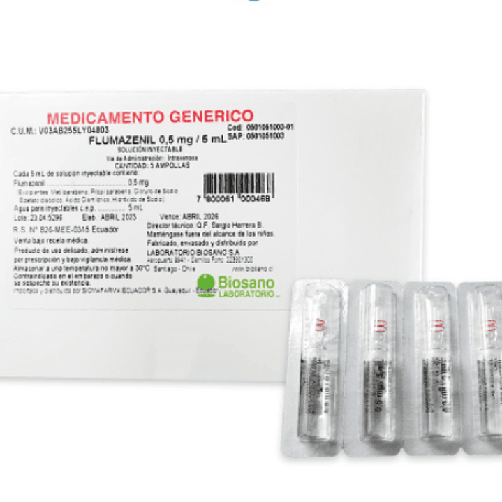 Flumazenil 0,5 mg 10 Ampollas de 5 ml. BIosano 1