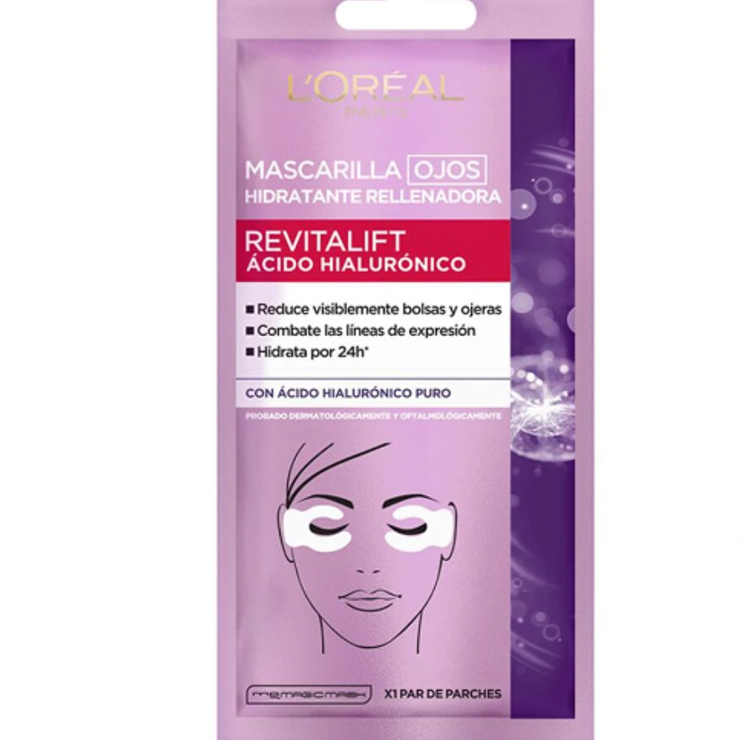 Revitalif Ácido hialurónico Mascarilla ojos hidratante. L'oréal 1
