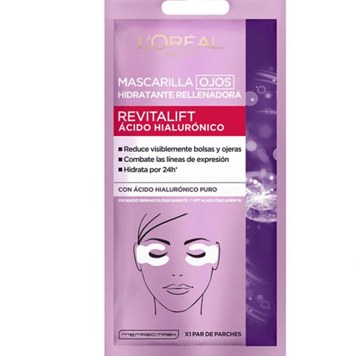 Revitalif Ácido hialurónico Mascarilla ojos hidratante. L'oréal 1