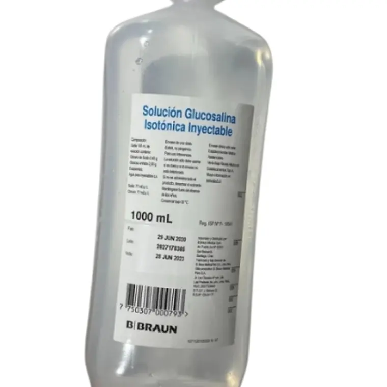Solución Glucosalina Isotónica inyectable 1000 ml Caja de 12 Unidades. Braun ( Precio unitario) 1