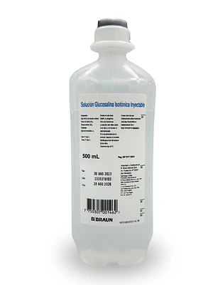 Solución Glucosalina Isotónica inyectable 500 ml Caja de 20 Unidades. Sanderson 