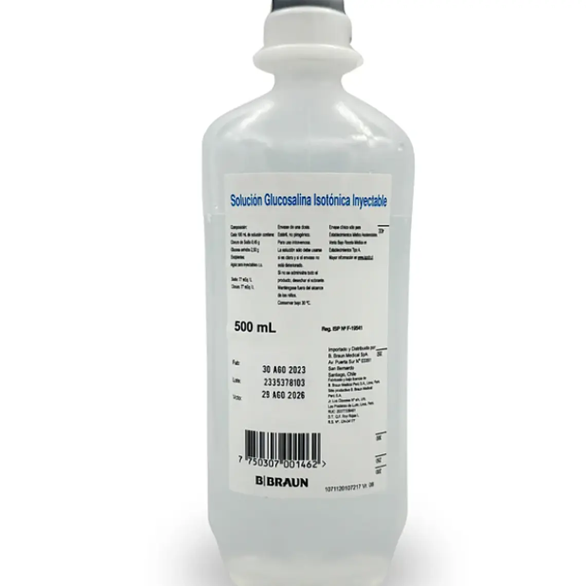 Solución Glucosalina Isotónica inyectable 500 ml Caja de 24 Unidades. Braun Precio unitario 1