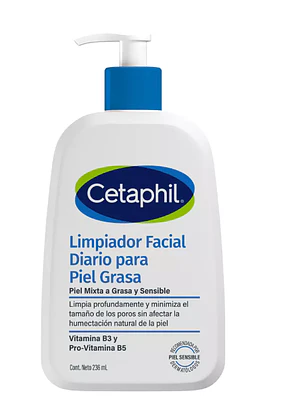 Cetaphil Limpiador facial diario para piel grasa 236 ml.