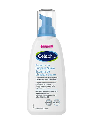 Cetaphil Espuma de limpieza suave, piel sensible 236 ml.
