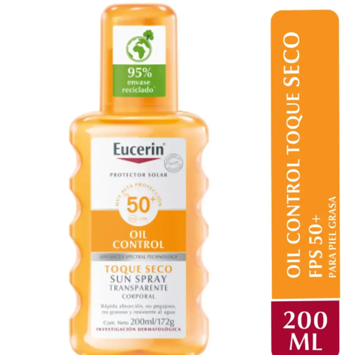 Eucerin Sun body Oil control FPS 50+ Toque seco spray transparente 200 ml. 1
