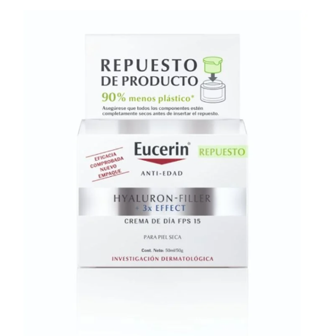 Eucerin Anti-edad Hyaluron-Filler 3x effect Crema día FPS 15 Refill 50 ml. 1