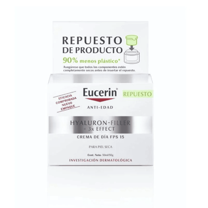 Eucerin Anti-edad Hyaluron-Filler 3x effect Crema día FPS 15 Refill 50 ml. 1