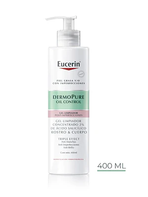 Eucerin Dermo Pure Oil Control Gel limpiador 3xeffect 400 ml.
