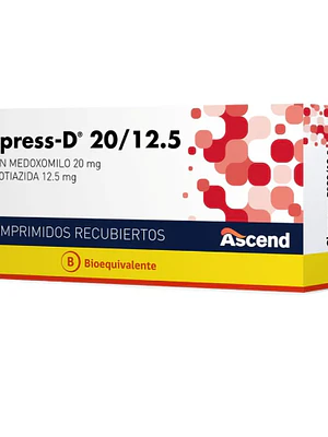Olmepress D (B) Olmesartán, Hidroclorotiazida 20/12,5 mg 30 Comprimidos.