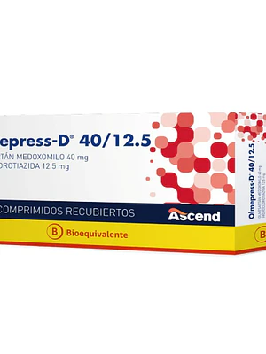 Olmepress D (B) Olmesartán, Hidroclorotiazida 40/12,5 mg 30 Comprimidos.
