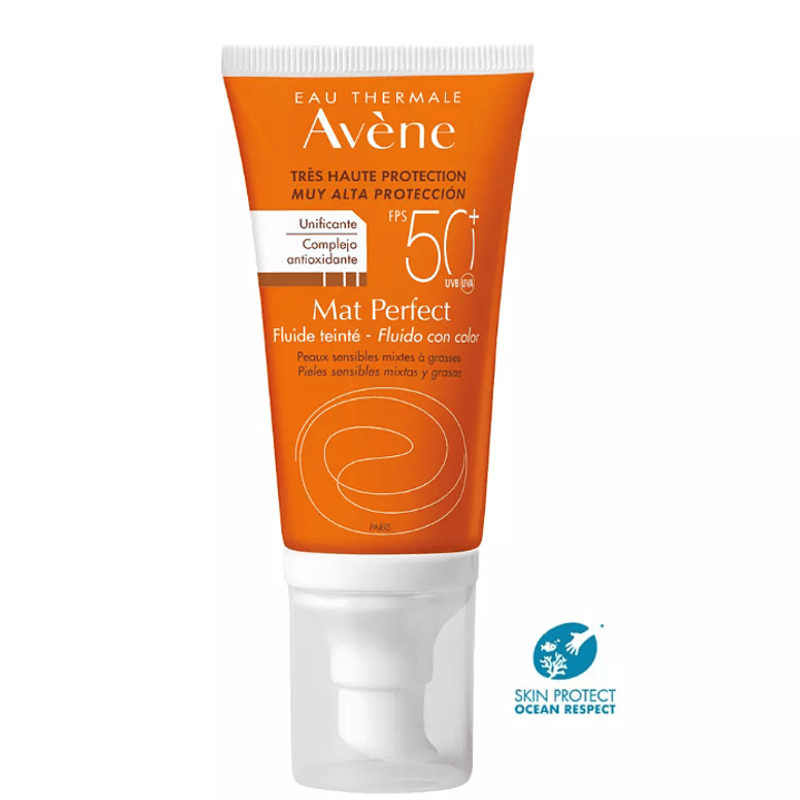 Protector solar Mat Perfect FPS 50+ Fluido color Pieles mixtas y grasas 50 ml. Avéne 1