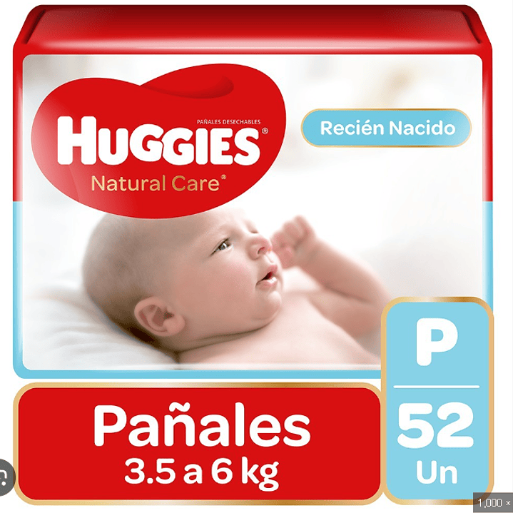 Pañales Huggies Natural Care P 52 Unidades. 1