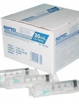 Jeringa desechable con aguja 20 ml Nipro 21 G x 1 1/2