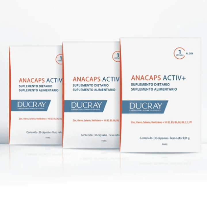 Anacaps Activ+ 30 Cápsulas, Pack de 3 unidades. Ducray 1