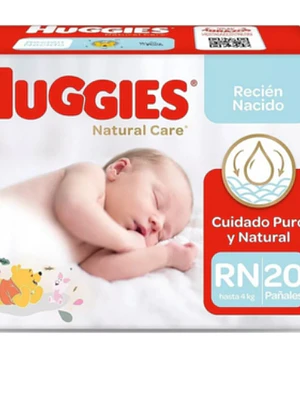 Pañal Huggies Natural Care Recién nacido 20 Unidades.