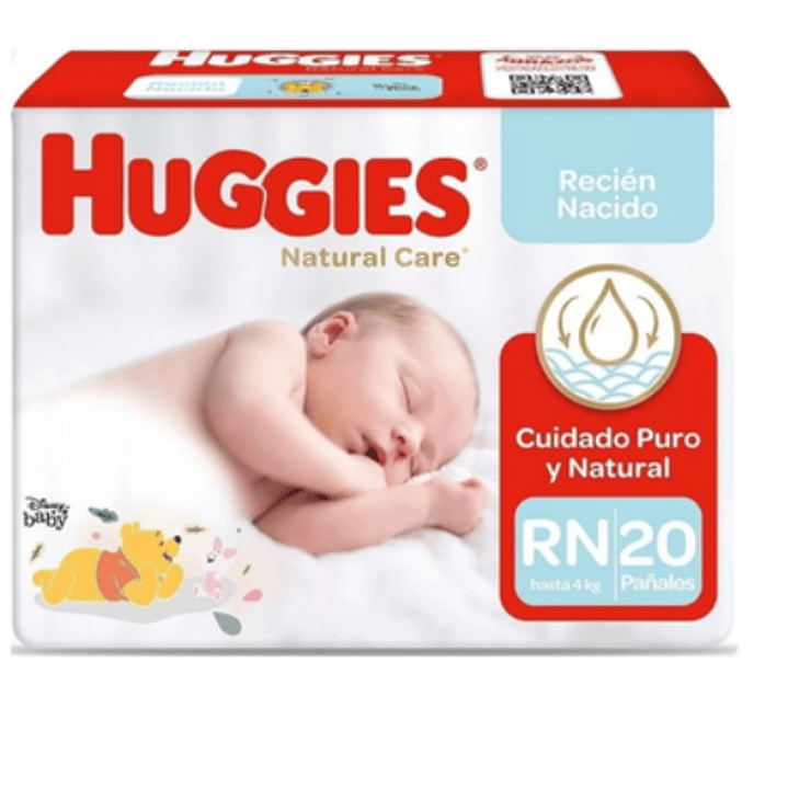 Pañal Huggies Natural Care Recién nacido 20 Unidades. 1