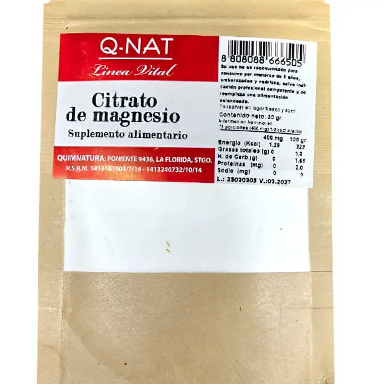 Citrato de Magnesio Polvo 100 g. Quimnatura 1