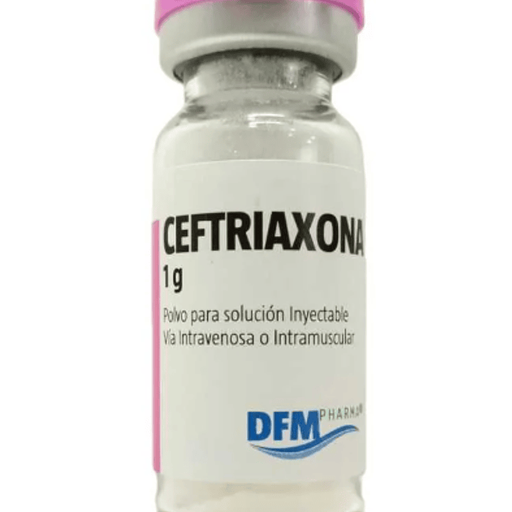 Ceftriaxona (B) 1 gr  Polvo para solución inyectable 10 Ampollas. Difem  1