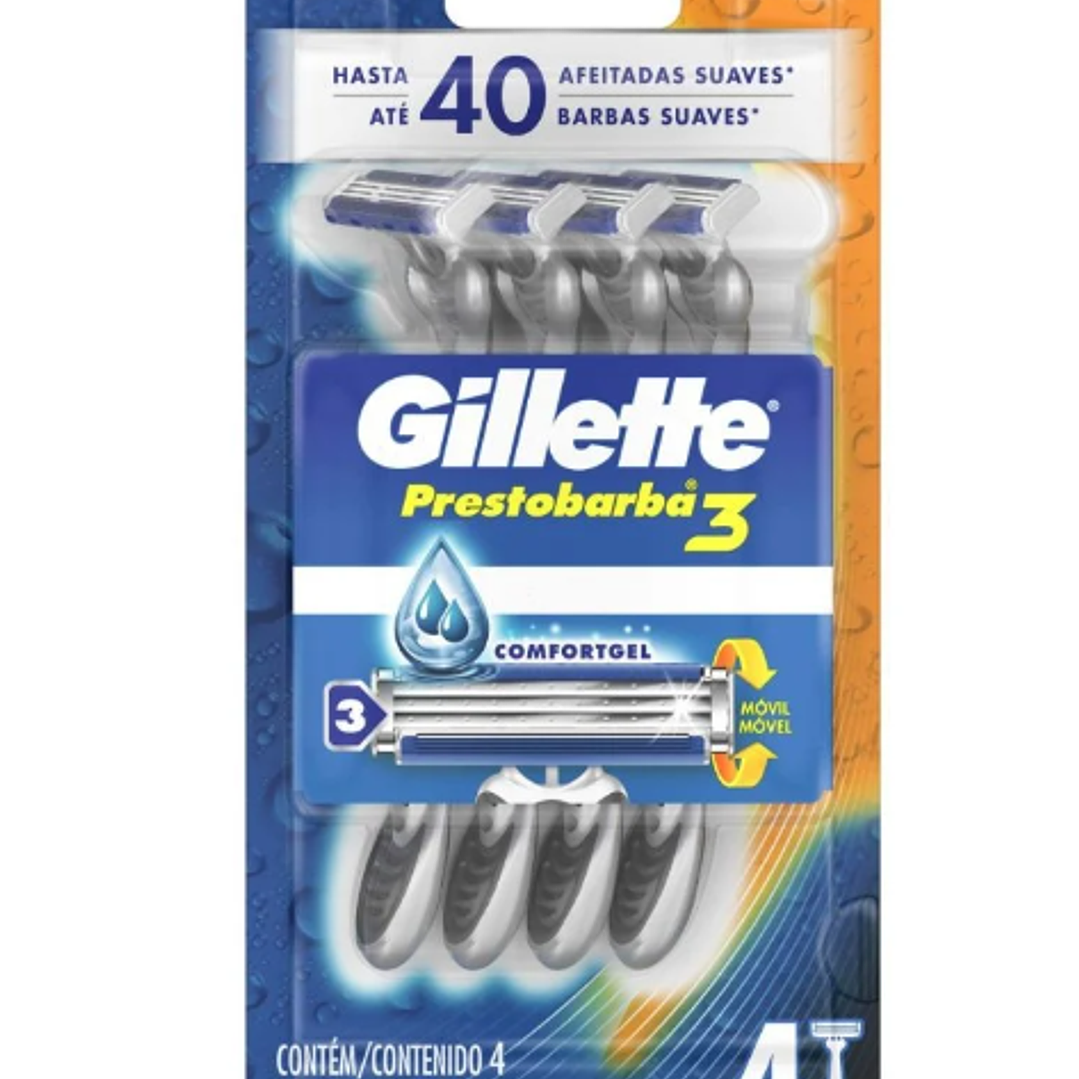 Gillete Prestobarba 3, maquina 3H 4 Unidades. 1