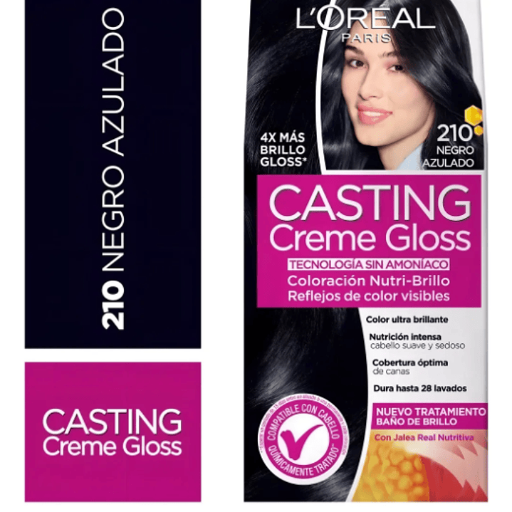 Coloración para el cabello Casting Creme Gloss 210 Negro azulado. L'oréal 1