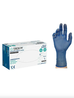 Guante examen vinilo azul Talla S. Tresor