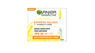 Garnier Skin active Express aclara crema hidratante FPS30+ 50 ml.