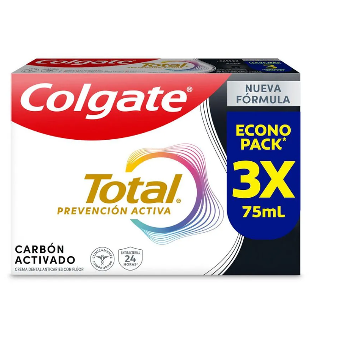 Pasta dental Colgate Total Carbón activado 75 ml Pack de 3 unidades. 1