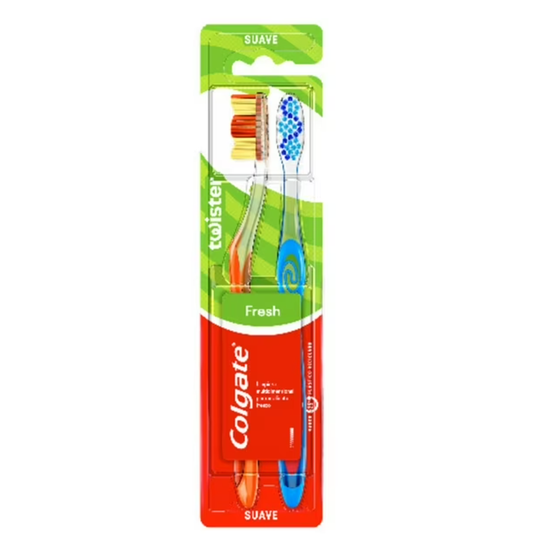 Cepillo de dientes Colgate Twister Fresh suave 2 unidades. 1