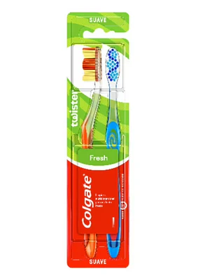 Cepillo de dientes Colgate Twister Fresh suave 2 unidades.