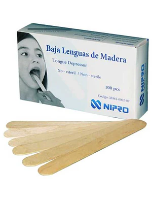 Baja Lenguas de madera Tongue depresor 100 Unidades. Nipro