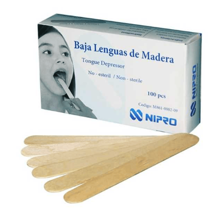 Baja Lenguas de madera Tongue depresor 100 Unidades. Nipro 1