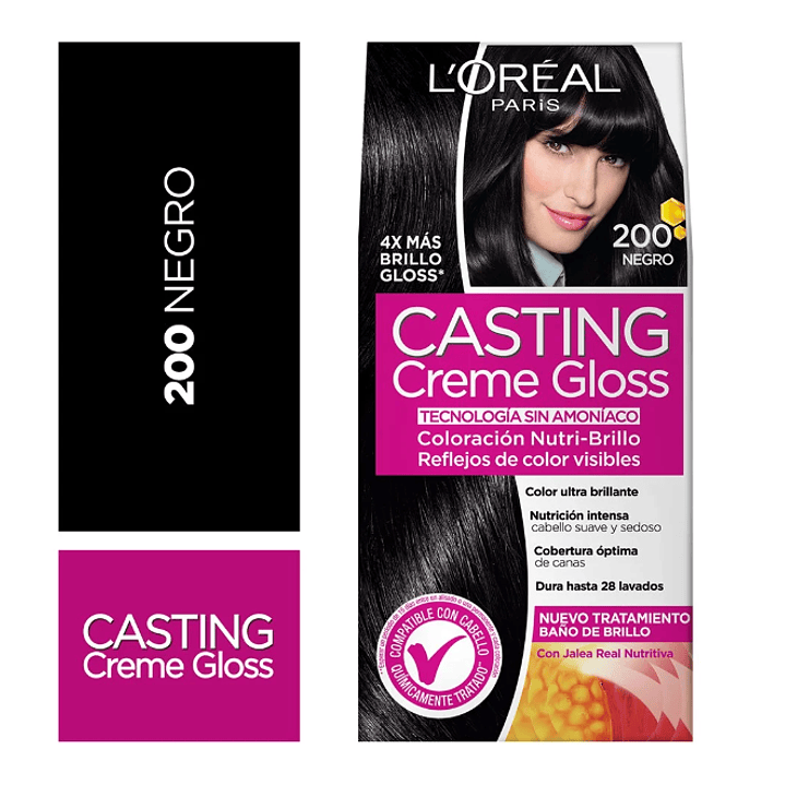Coloración para el cabello Casting creme Gloss Negro 200. L'oréal 1