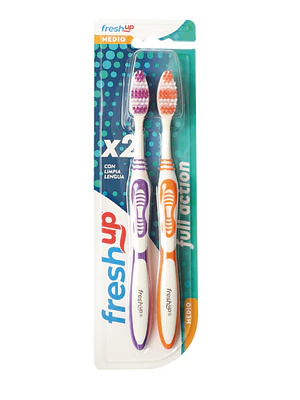 Cepillo de dientes Fresh Up adulto action medio 2 Unidades.