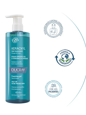 Keracnyl Gel limpiador 400 ml. Ducray