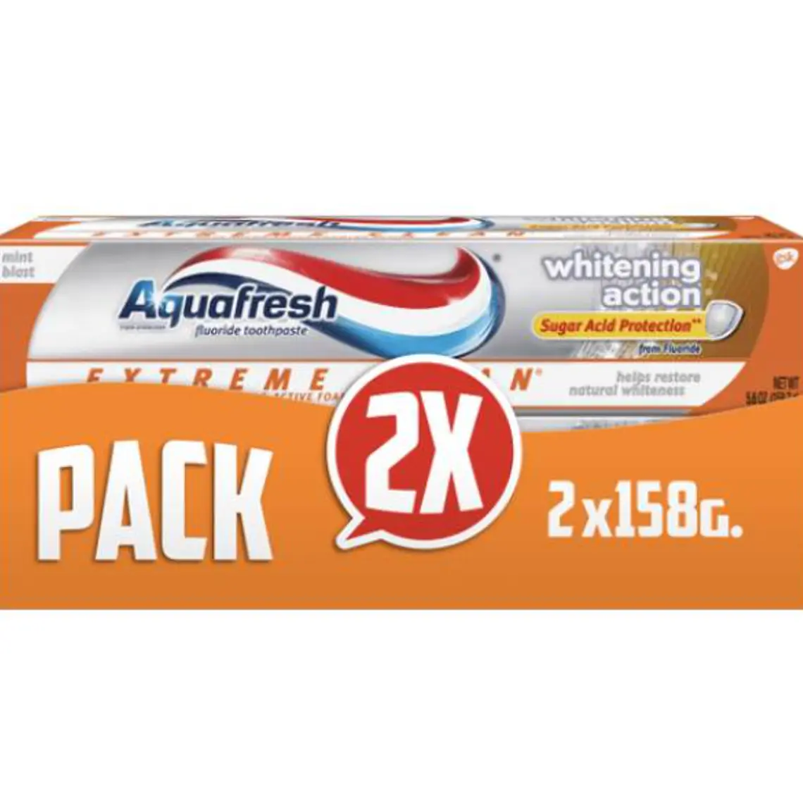 Pasta dental Aquafresh Extreme whitening action 158 g. Pack 2 Unidades. 1