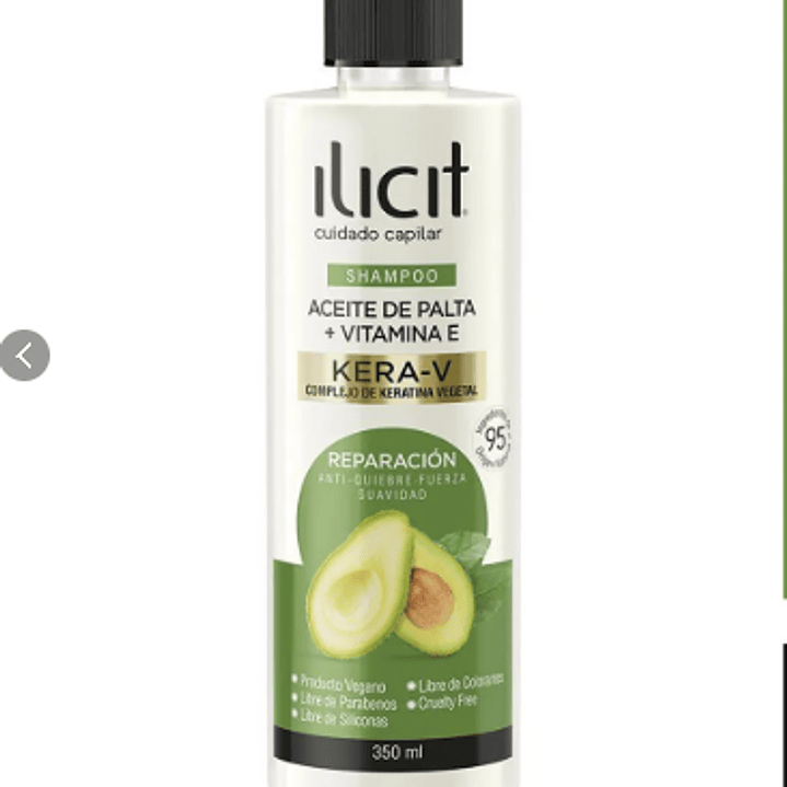Ilicit Shampoo Aceite de palta Vitamina E Kera-V 350 ml. 1