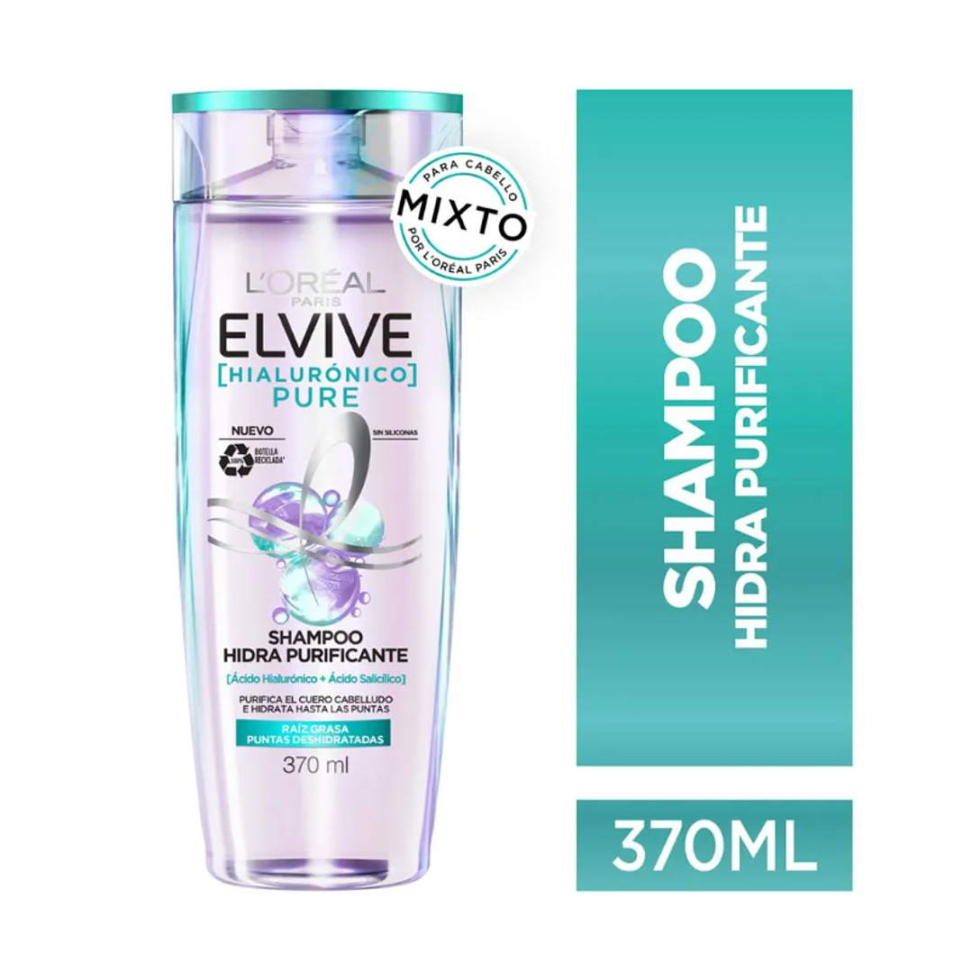 Elvive Shampoo Pure Hidra purificante 370 ml. 1