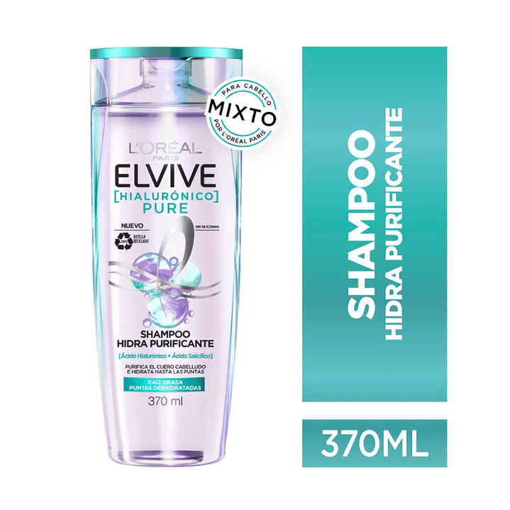 Elvive Shampoo Pure Hidra purificante 370 ml. 1