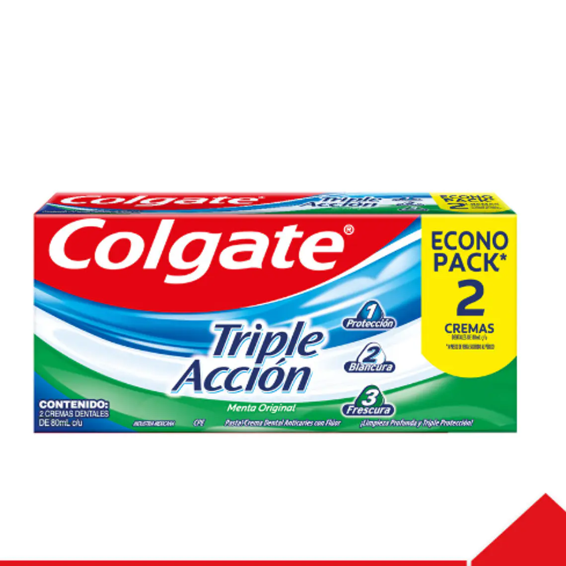 Crema dental Colgate Triple acción 80 ml Pack 2 Unidades. 1
