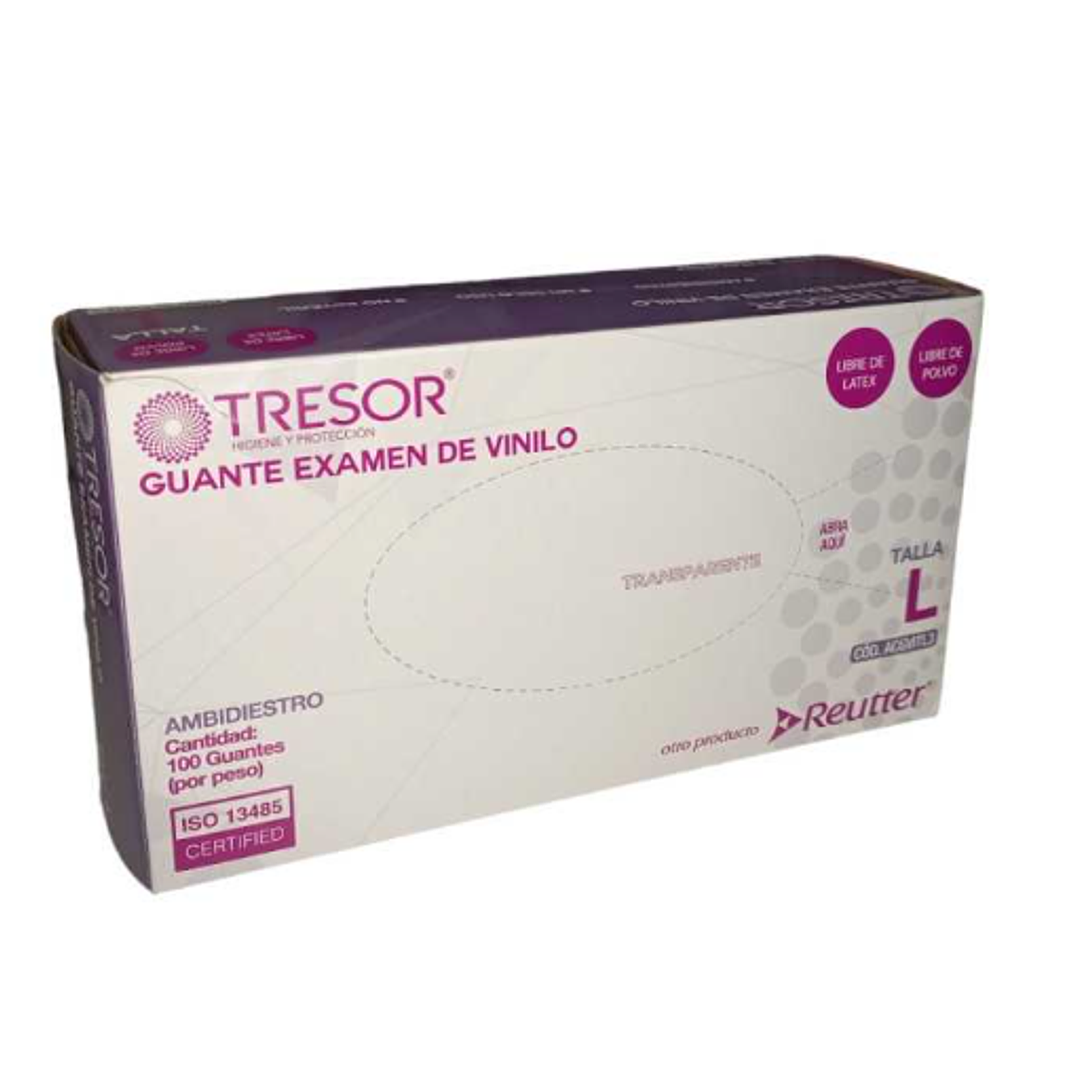 Guante de examen vinilo L 100 Unidades. Tresor 1