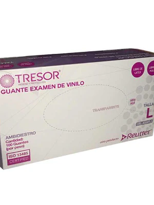 Guante de examen vinilo L 100 Unidades. Tresor