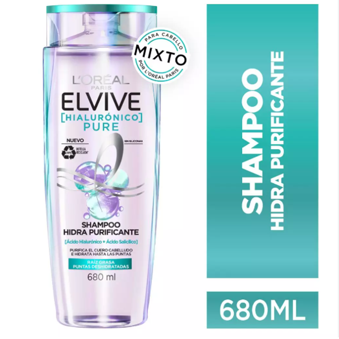 Elvive Pure Shampoo Hidra hidratante 680 ml. L'oréal 1