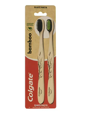 Cepillo dental Colgate Bamboo Suave 2 Unidades.