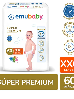 Emubaby pañal Super premium XXG 60 Unidades.