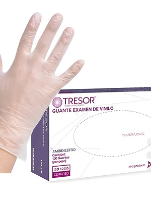 Guante de examen Vinilo L/P Talla M 100 Unidades. Tresor